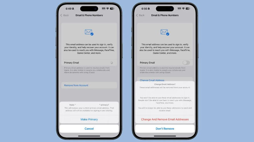 汶川苹果手机维修分享苹果 iOS 18.1 支持设置“主要”邮箱地址并更改 iCloud 邮箱 